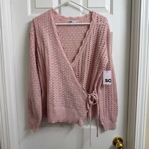 SO Women's Pink Wrap Sweater - L